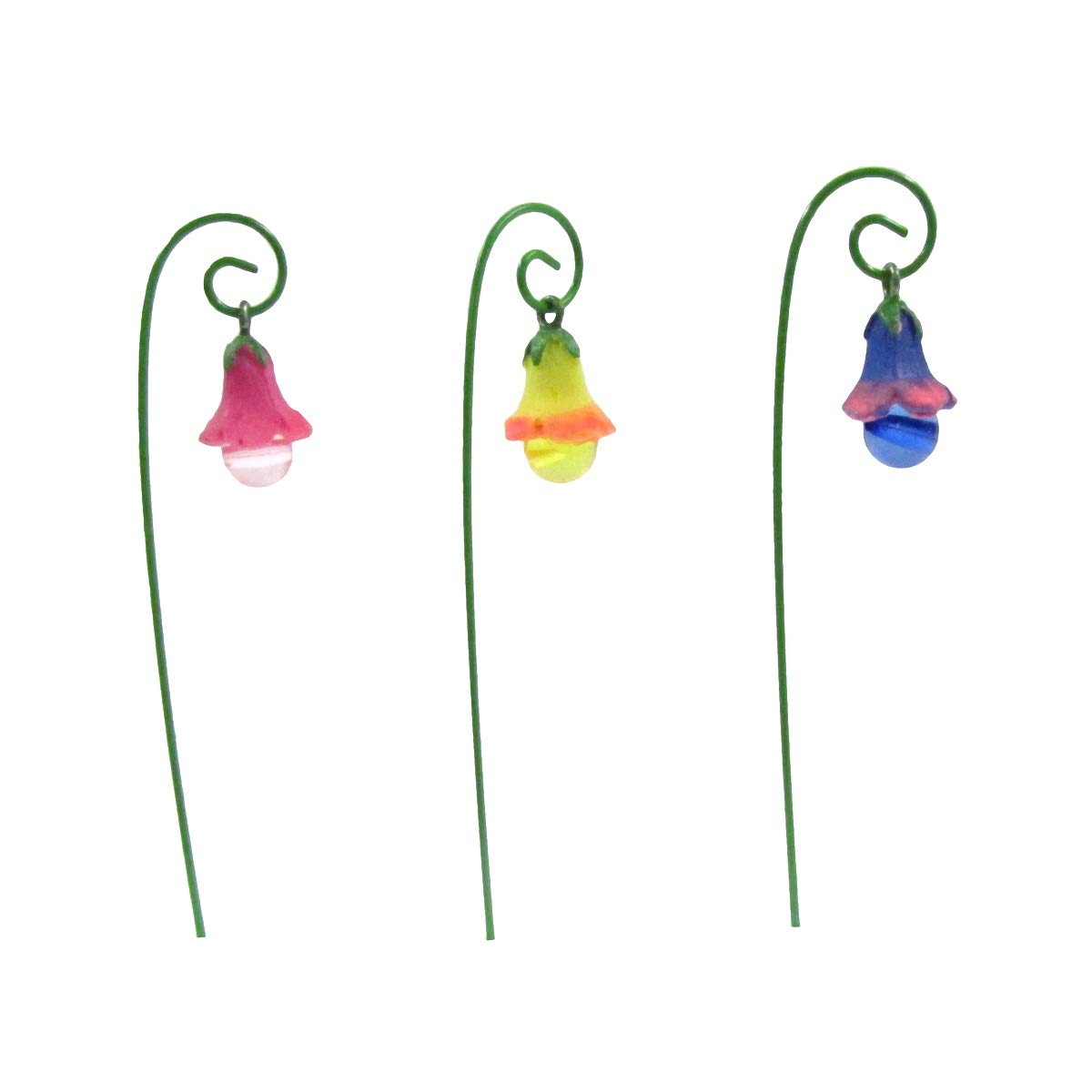 Treasure Gurus 3pc Miniature Glow in the Dark Flower Pick Stand Set Fairy Garden Landscape Accessory Dollhouse Decor