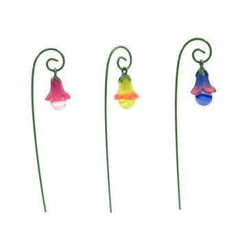 Treasure Gurus 3pc Miniature Glow in the Dark Flower Pick Stand Set Fairy Garden Landscape Accessory Dollhouse Decor