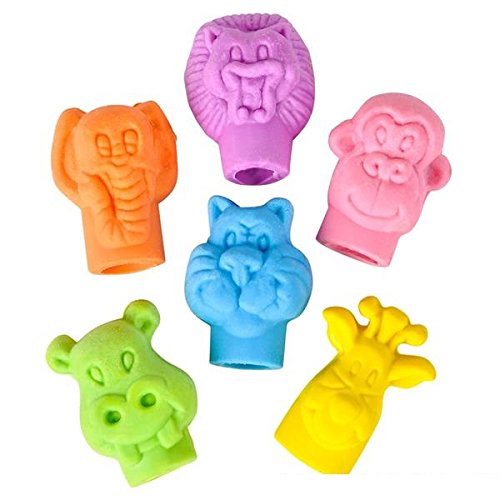 Edison Novelty Zoo Animal Pencil Top Erasers - (48 Erasers)