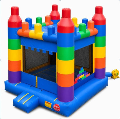 Inflatable Jump Bounce House 13.8FT, 100% PVC Indoor & Outdoor Backyard Blow-Up Bouncy Playhouse with Air Blower and Storage Bag, Jumping Castle