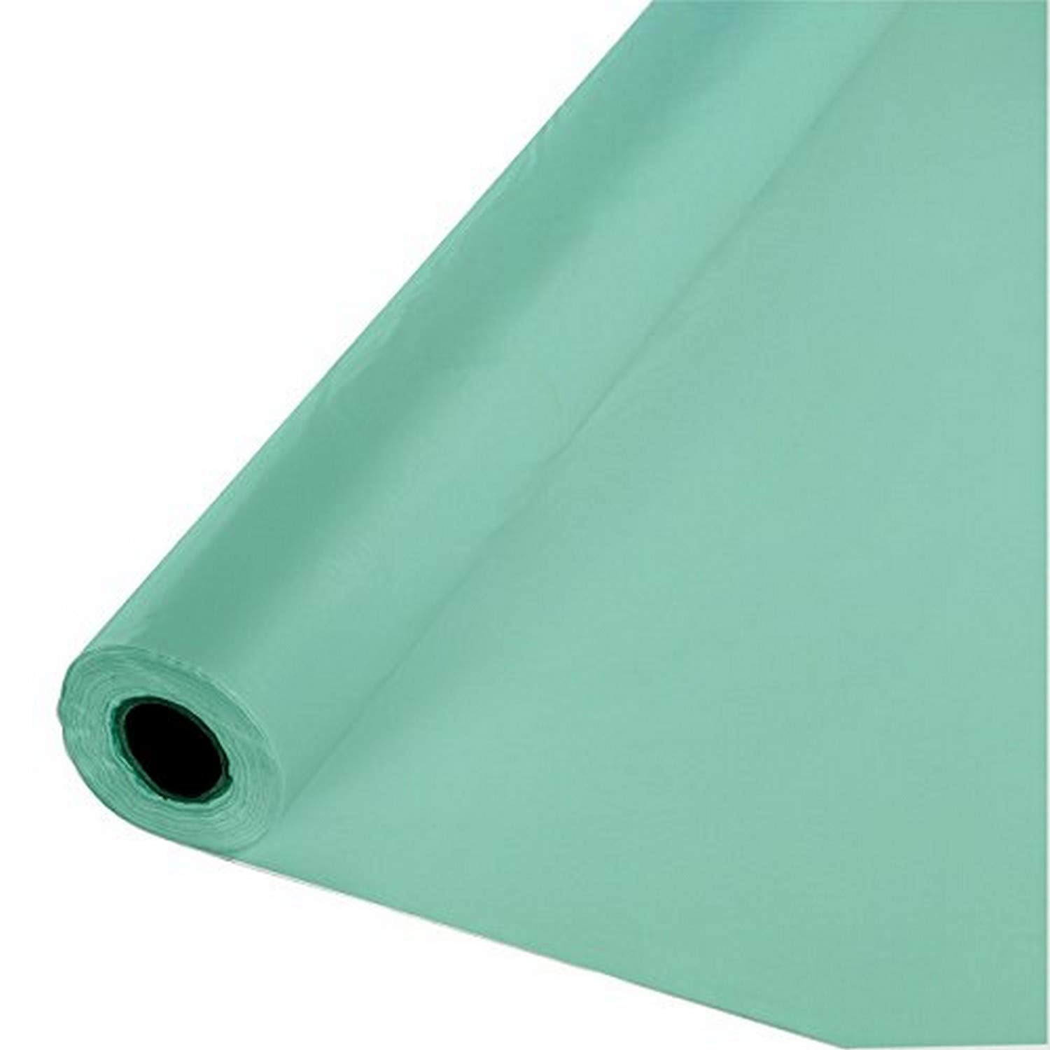 Creative Converting Festive Fresh Mint Plastic Banquet Roll Tablecover, 40" X 100'