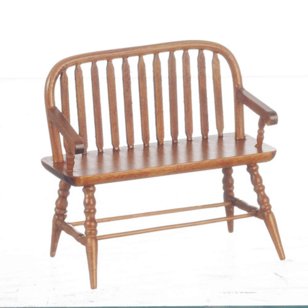 Dollhouse Miniature 1:12 Scale Walnut Colonial Windsor Bench #T6845