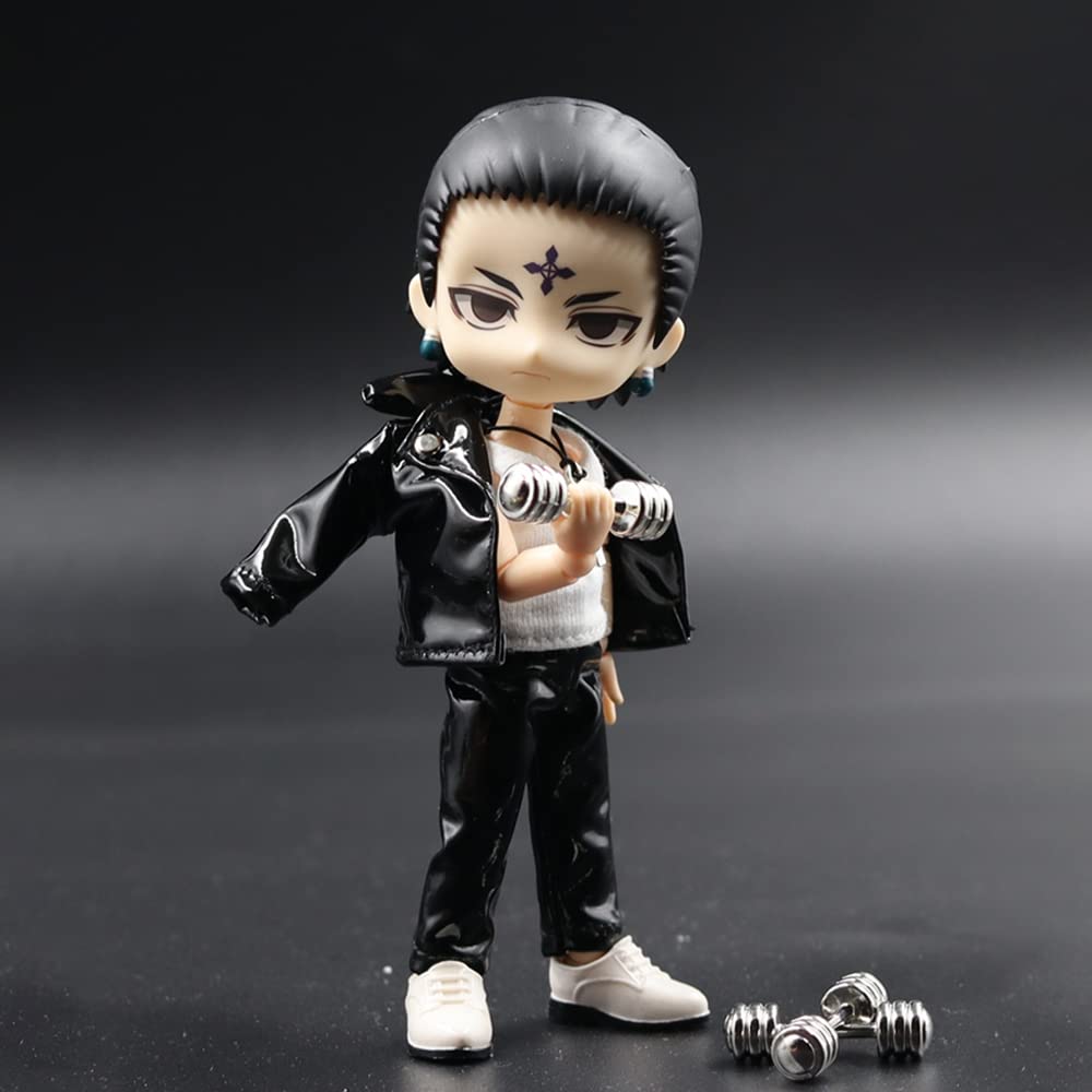 niannyyhouse Black Locomotive Clothing 11cm Doll Clothes Dress up Jacket + T-Shirt + Pants 3-Piece Set Dress up 1/12 BJD Doll OB11 Size Action Figures