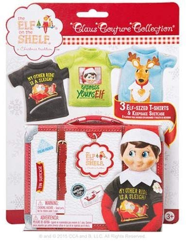 The Elf on the Shelf Clothing Set - 3 Tshirt Value Pack and Carrying Case - Three Stylish Tees for Boy Elf or Girl Elf
