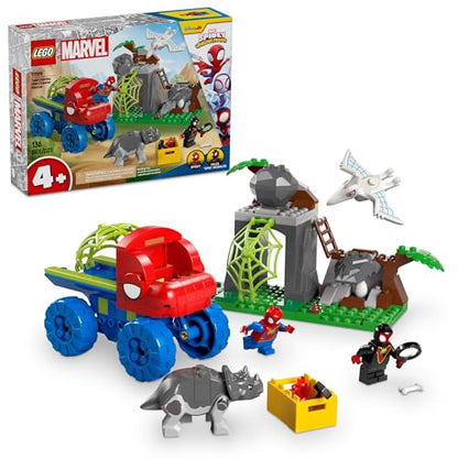 LEGO Marvel Spidey and His Amazing Friends Team Spidey Dino Crawler Rescue - Car and Adventure Preschool Building Toy for Kids, Boys and Girls, Ages