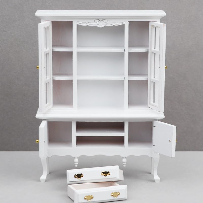 AirAds Dollhouse Accessories 1:12 Scale Dollhouse Miniature Furniture wooded Bed Hutch cabinets Dollhouse furnitures (#7 Buffet Hutch)
