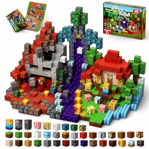 Magneverse 200 PCS 0.8in Magnetic Blocks - Magnet Toys for Kids, Magnetic Building Blocks Cubes, Stacking Magnets, School STEM Toys Birthday Gifts