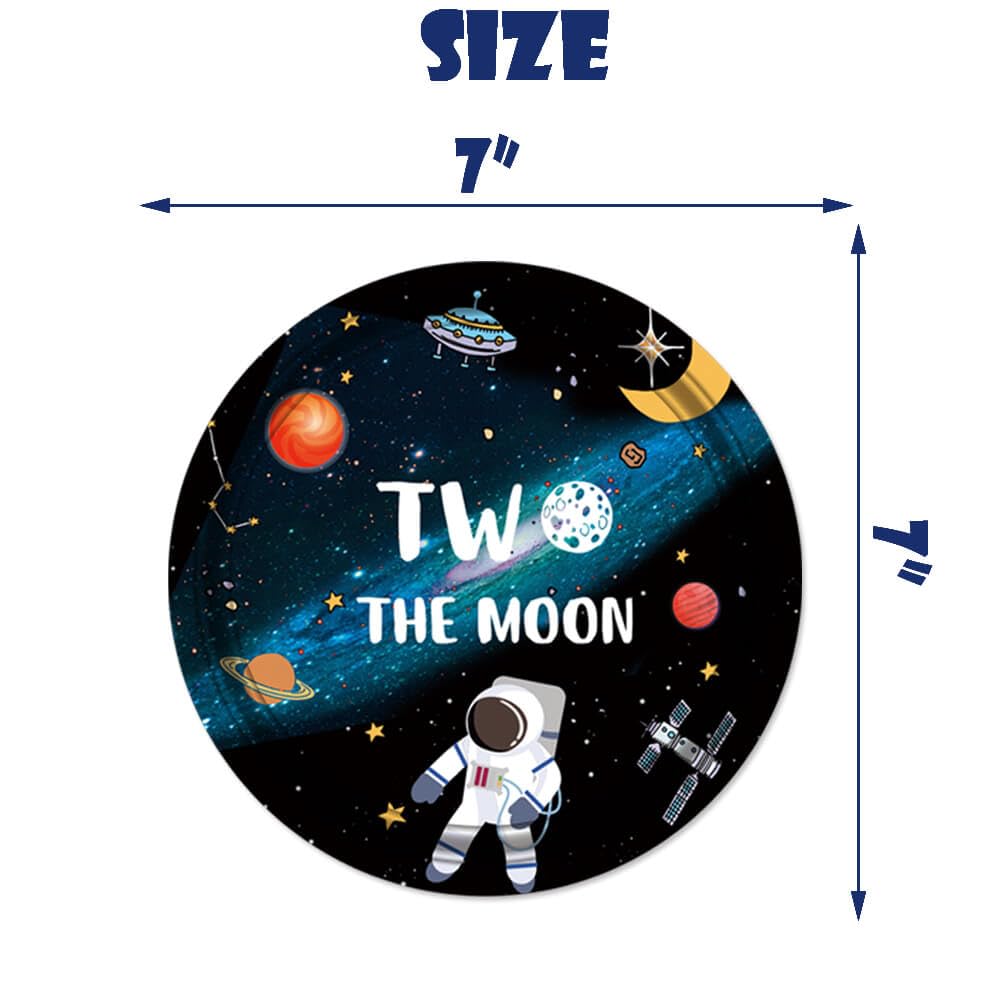 Letromp 40 Pcs Two the Moon Birthday Decorations 2 the Moon Party Paper Plates Napkins for Outer Space/Galaxy Astronaut/Space Man/Robot UFO Theme Baby