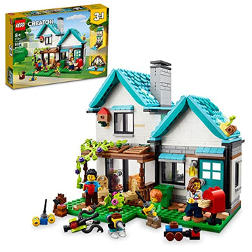 LEGO Creator 3 in 1 Cozy House Building Toys - Toy Figures & Pretend Play Playsets for Boys & Girls, Ages 8+ - 3 Building Options - Gift for Birthdays