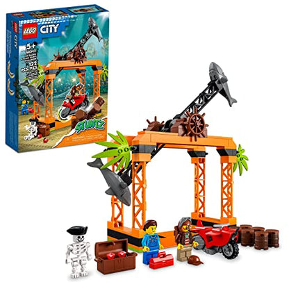 LEGO City Stuntz The Shark Attack Stunt Challenge Adventure Series Toy with Flywheel Powered Stunt Bike & Racer Minifigure, Toys for Kids Years Old