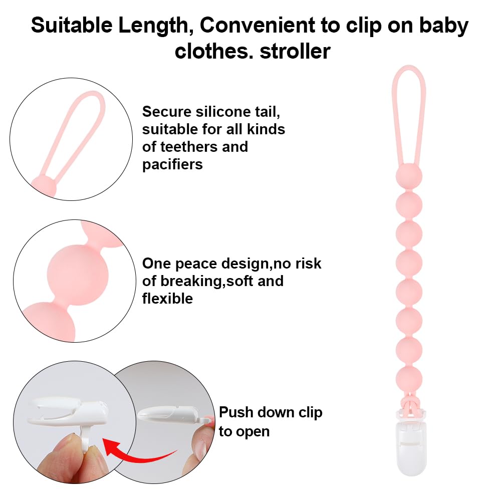 Baby Food Grade Silicone Tractor Truck Teether Toy with One Piece Design Pacifier Clip Holder,Teething Toys Gift Set for 3 Months+ Boys