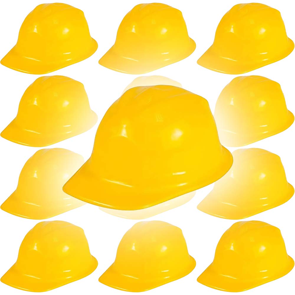 The Dreidel Company 12-Count Yellow Construction Worker Hat Helmet, Child Size Party and Classroom Supplies (12-Pack)