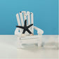 Beach-Themed White Miniature Beach Chair - Nautical Starfish and Seagull Design, Solid Wood Mediterranean Style Dollhouse Decoration, Creative DIY