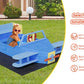 Wooden Sandbox, Outdoor Sand Box Bottom Liner, Adjustable Height & Rotatable Canopy for Ages 3-8, Spacious Kids Sand Pit for Beach, Patio, Backyard