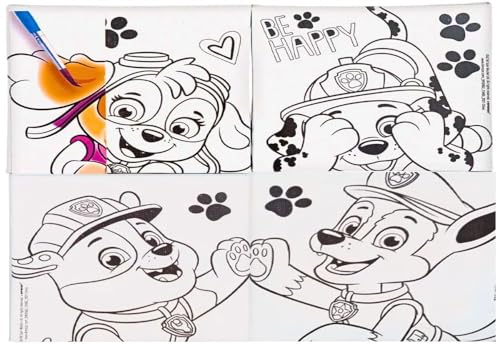 Paw Patrol DIY Canvas Painting Set - 4 Colorful 4"x4" Canvases, 1 Paint Brush, 6 Vibrant Paints - Unleash Creativity & Foster Imagination - Perfect