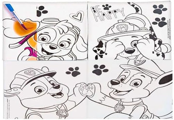 Paw Patrol DIY Canvas Painting Set - 4 Colorful 4"x4" Canvases, 1 Paint Brush, 6 Vibrant Paints - Unleash Creativity & Foster Imagination - Perfect