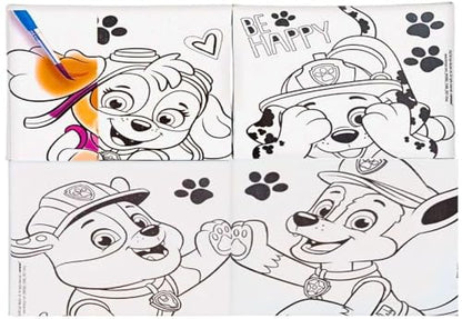 Paw Patrol DIY Canvas Painting Set - 4 Colorful 4"x4" Canvases, 1 Paint Brush, 6 Vibrant Paints - Unleash Creativity & Foster Imagination - Perfect