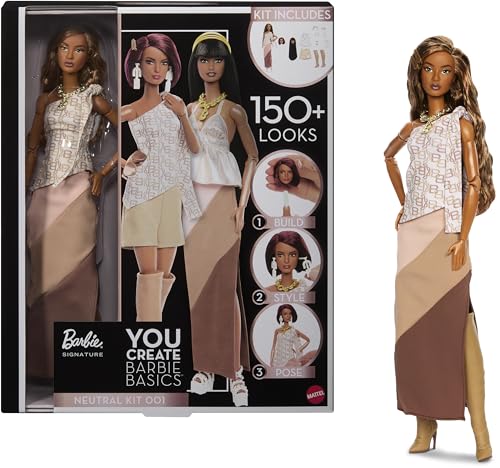 Barbie Basics You Create Neutral Kit 001 with Customizable Fashion Doll, Universal-fit Clothing & Accessories, Posable Body & Swappable Doll Head