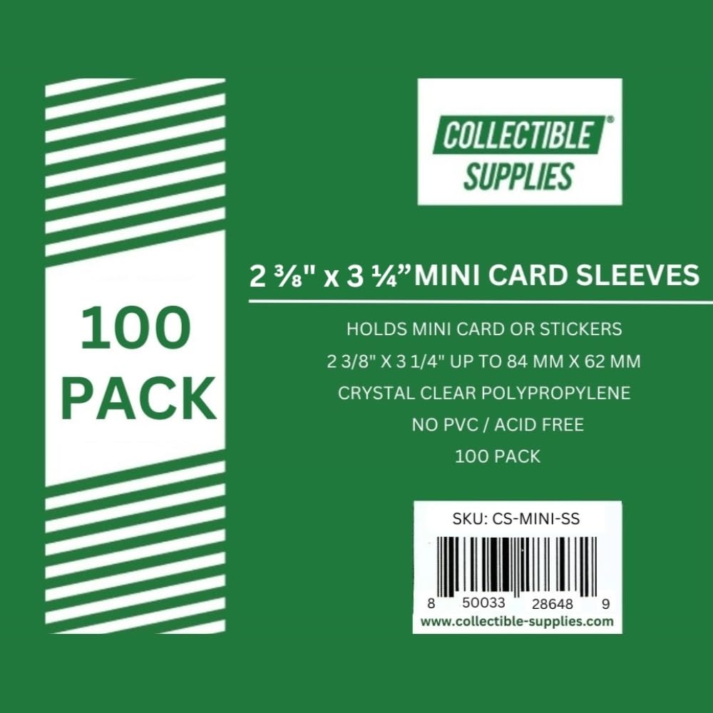 Mini Card Soft Sleeves for Mini Cards or Stickers 2 3/8" x 3 1/4" - 100 Pack