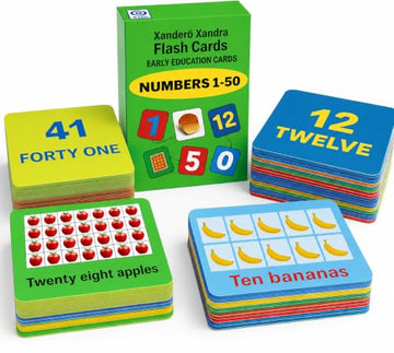 Number Flash Cards for Toddlers - Toddler Math Flash Cards - Learn Counting Flashcards Numbers 1-50 -Help Kids Count Games | Kids Toys Numbers Match