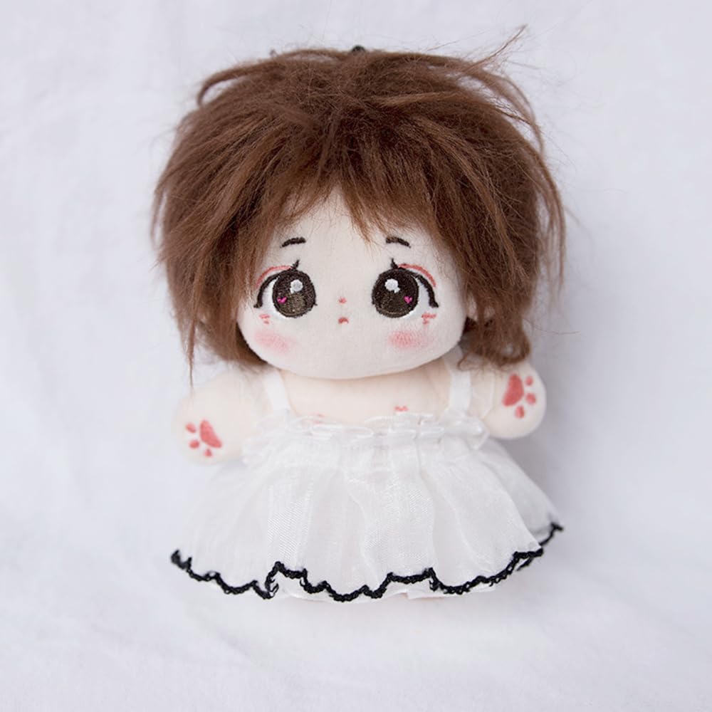 niannyyhouse 10cm Plush Doll Clothes Lace Black and White Dress Stuffed Toy Dressup (White)