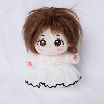 niannyyhouse 10cm Plush Doll Clothes Lace Black and White Dress Stuffed Toy Dressup (White)