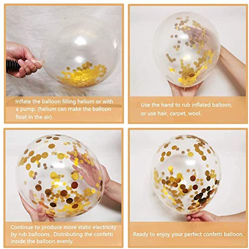 Zesliwy Black and Gold Confetti Balloons,50pcs 12In,Latex,Party Decor