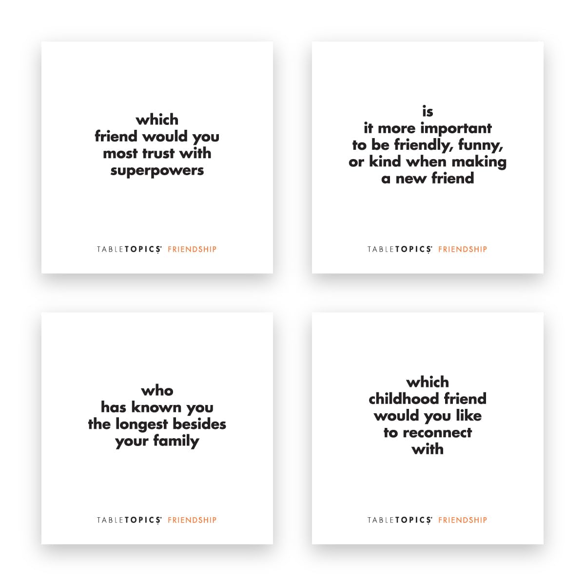 TableTopics Friendship Conversation Starter Card Game - 135 Entertaining Questions Plus Quotes & Tips for Groups of Adult Friends to Play & Deepen