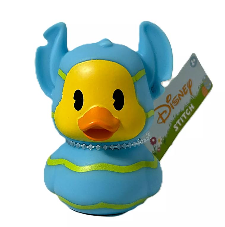Just Play, Blue Easter Stitch Rubber Duck Bath Toy, 3 Inches
