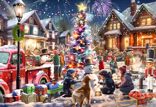 Vermont Christmas Company - Frosty Face-Off 100 Piece Jigsaw Puzzle - Large Interlocking Pieces Perfect for Kids & Adults Alike - 19" x 13"