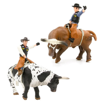 Little Buster Bucking Bulls Rodeo Set | Brown & Spotted Bulls with Riders | 1:16 Scale Collectible Farm & Ranch Display | Authentic Western