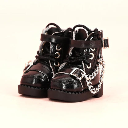 XiDonDon Doll Shoes Cool Chain Boots for Ob11,DDF,Body9,1/12 BJD,GSC Doll Accessories BJD Toys Shoes (Black)