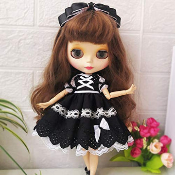 leoglint Blythe Doll Clothes, Dress Clothing for Blythe Doll 30 cm 1/6 Bjd Dolls Azone ICY Licca Doll (Black)