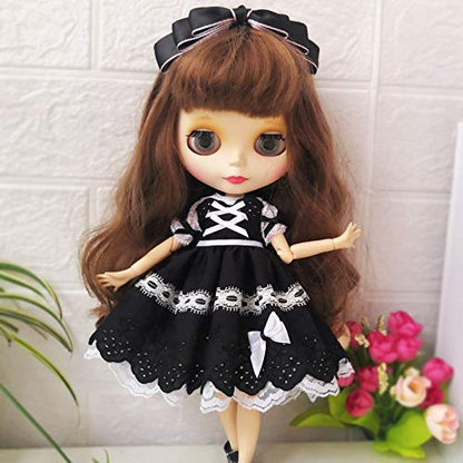 leoglint Blythe Doll Clothes, Dress Clothing for Blythe Doll 30 cm 1/6 Bjd Dolls Azone ICY Licca Doll (Black)