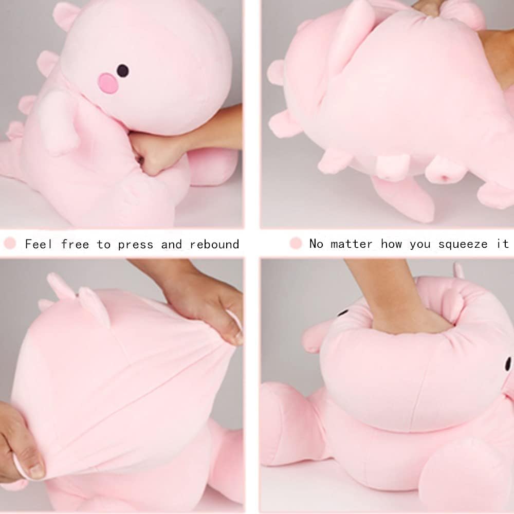 OUKEYI 11.8 inch Cute Dinosaur Plush Toys, Plush Stuffed Animal Dino Hugging Pillow Soft 3D Pom Plush Toy, Birthday Gifts for Kids Girls Boys (Pink)