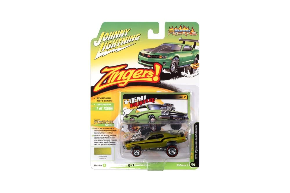 ModelToyCars 1973 Plymouth Road Runner, Lime Gold Metallic - Johnny Lightning JLSP182/24A - 1/64 Scale Diecast Model Toy Car