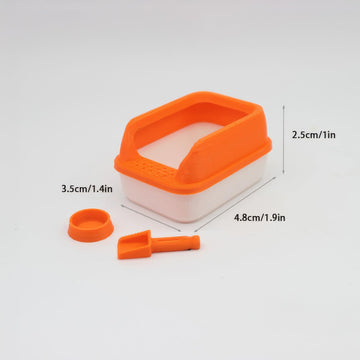 Miniature Cat Litter Box for Dollhouse Decor | 1:12 Scale Pet Accessory with Scooper | Realistic Dollhouse Miniatures (Orange)