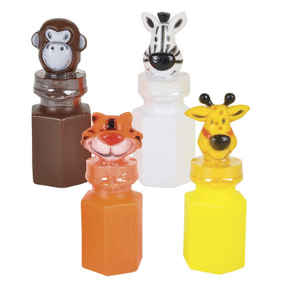 Rhode Island Novelty 3" Zoo Animal Jungle Characters Bubble Bottles | 24 Bottles