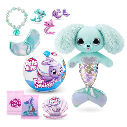 Pets Alive Furmaids by ZURU Mermaid Plush Interactive Lights Sounds Girls Toy (Green Puppy)