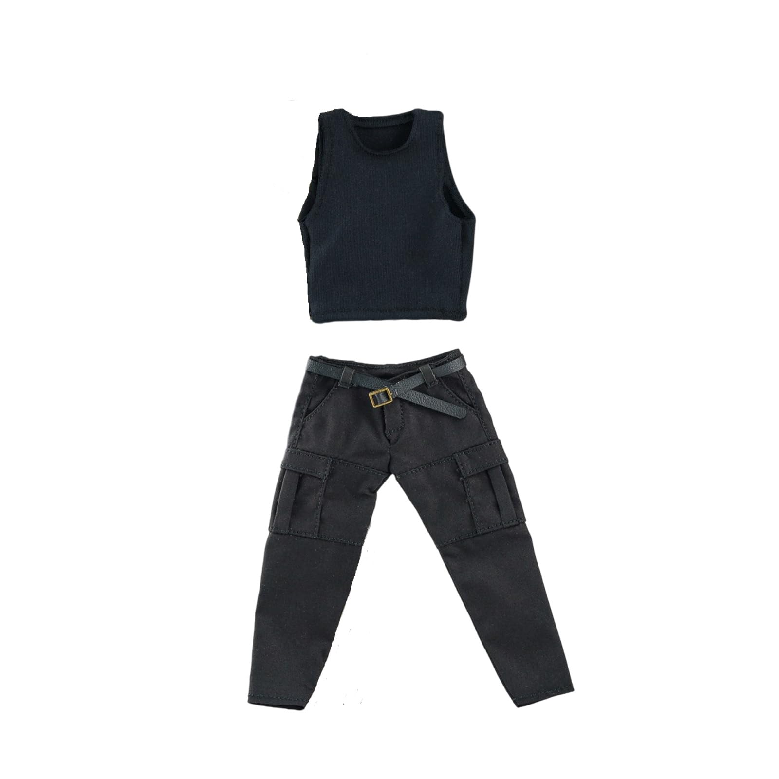 1/12 Action Figure Clothes,Two-Piece Set for 7" Muscular Male Action Figures,1:12 Scale mininature Clothing Suit. (Black Vest and Pants)