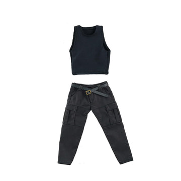 1/12 Action Figure Clothes,Two-Piece Set for 7" Muscular Male Action Figures,1:12 Scale mininature Clothing Suit. (Black Vest and Pants)