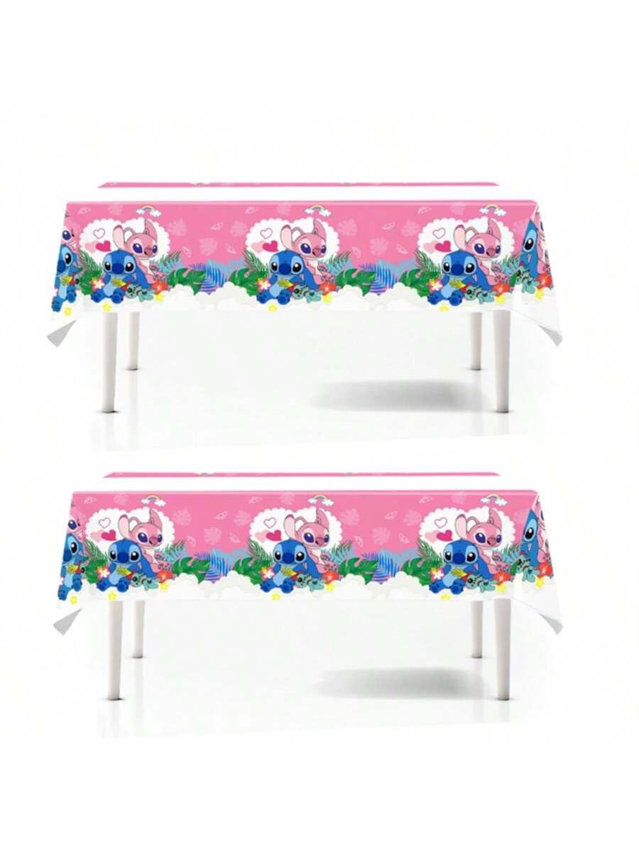 DXRZYS 2 Pcs Pink and Blue Birthday Party Tablecloth Table Cover,Birthday Supplies Decorations (70'' x 42'') (Pink White)
