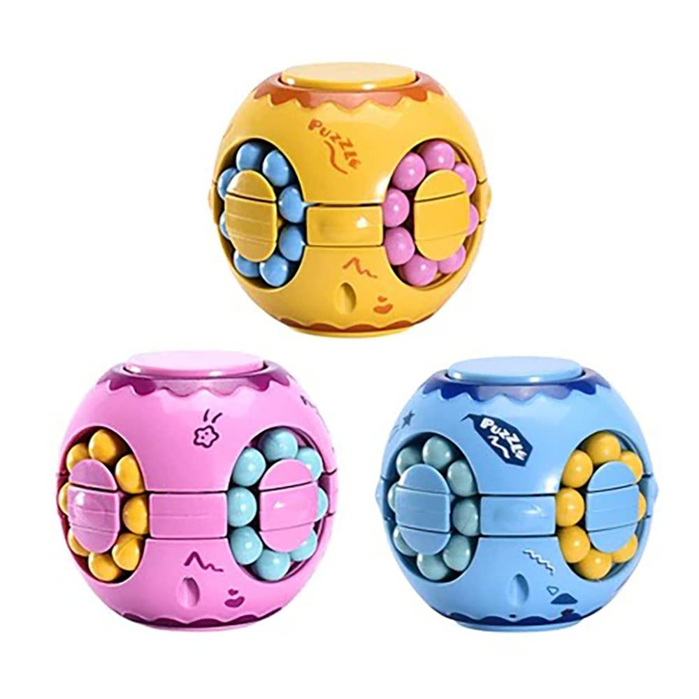 JHBEMAXS Rotate Bean Slide 3D Puzzle Spinner Magic Cube Fidget Toys (Pink)
