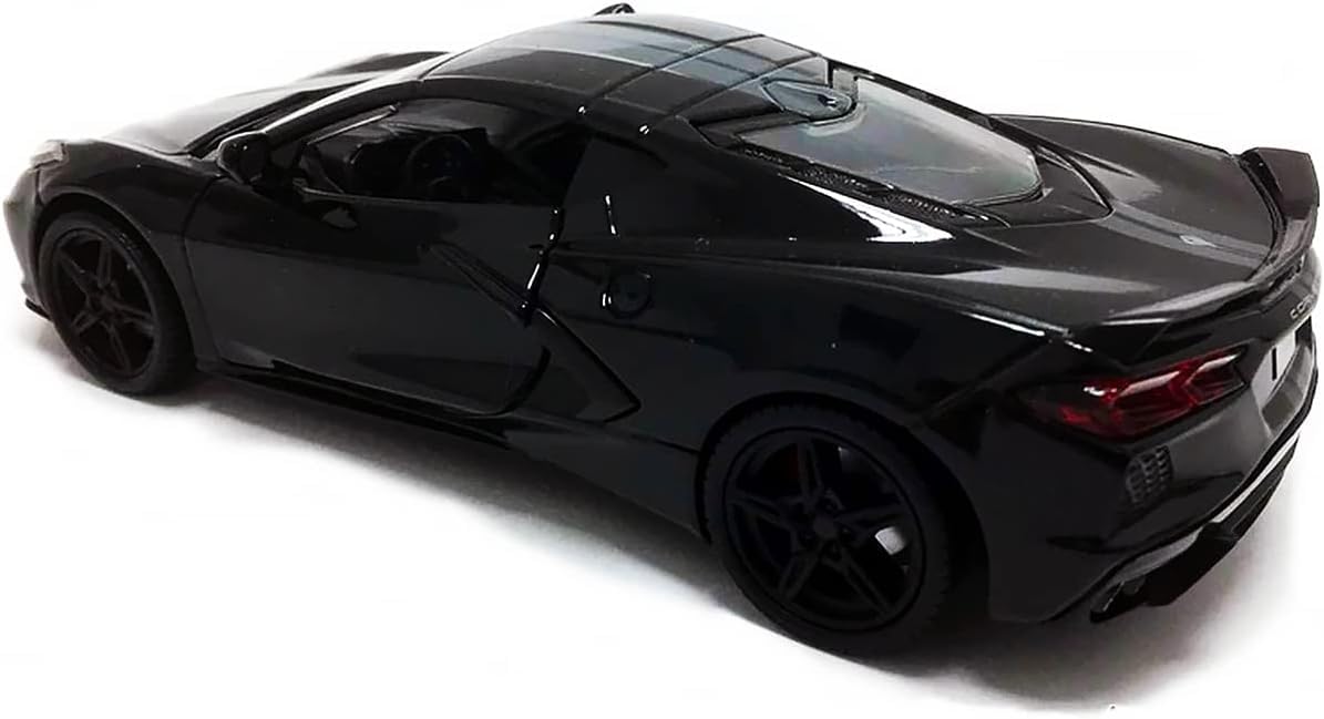 2020 Chevy Corvette C8 Stingray Black with Gray Stripes 1/24 Diecast Model Car by Motormax 79360black
