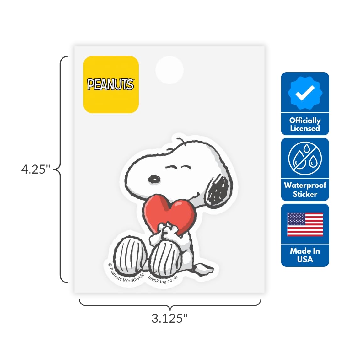 Peanuts® (Snoopy) Heartfelt 3-Pack Sticker Bundle - Waterproof Stickers for Water Bottles and Laptops, Gift for Her
