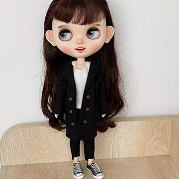 leoglint Blythe Doll Clothes, Coat Clothing for Blythe Doll 30 cm 1/6 Bjd Dolls Azone ICY Licca Doll (Black only Coat)