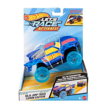 Hot Wheels Let's Race Activate! Baja Jump Truck - Wheels Activate as it Rolls! 1:32 Scale Toy Car