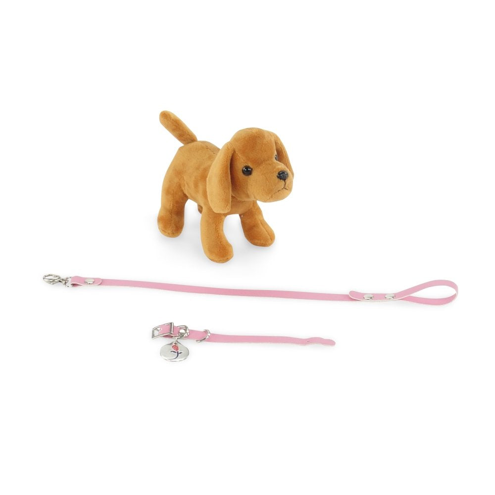 Emily Rose 18 Inch Doll Pet Puppy Dog Accessory Set - Brown Dog with Leash, Collar & Tag - Compatible with American Girl, Our Generation, My Life As