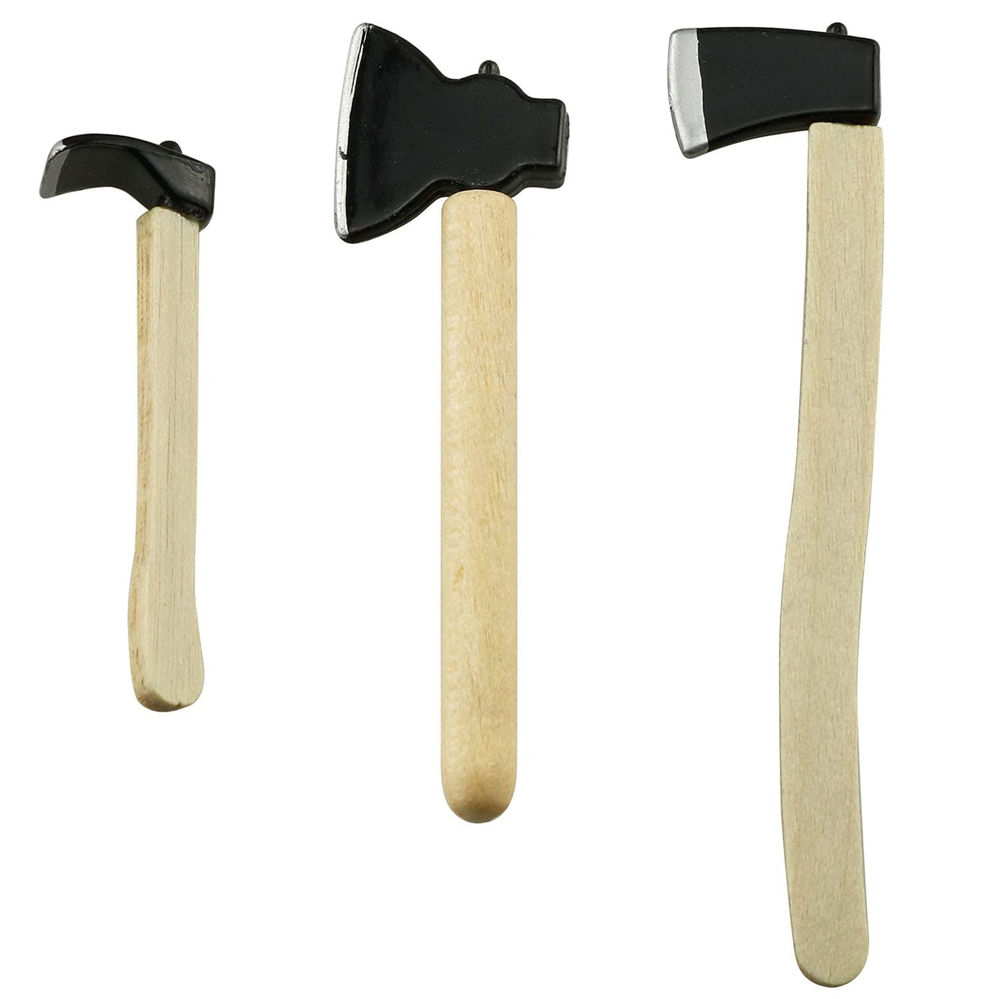 Tegg Mini Axe 3PCS Miniature Wooden Handle Metal Hatchet Chopper Outdoor Dollhouse Fairy Garden Accessories