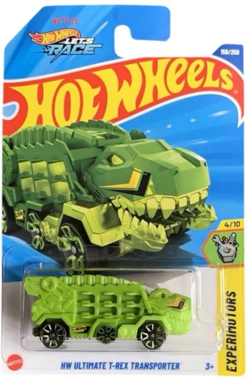 Hot Wheels Let's Race, Ultimate T-Rex Transporter [Green], Experimotors 4/10, 156/250, 1:64 Scale Diecast Car
